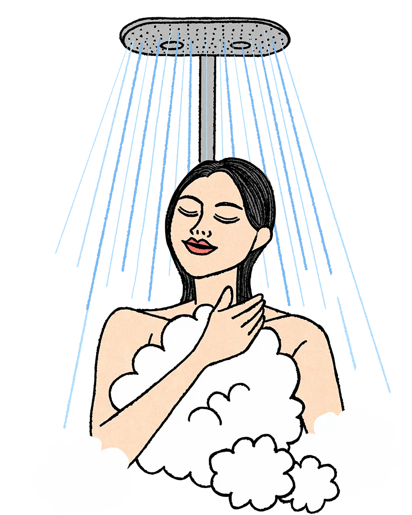 まずはシャワーブースでリセットを