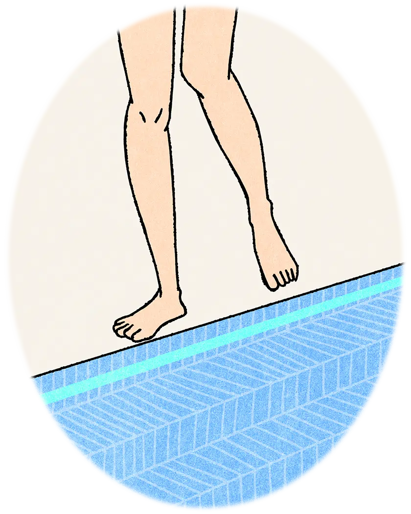 サウナ後は汗を流して水風呂へ